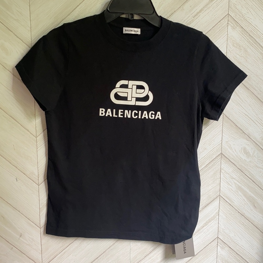 NWT Balenciaga logo black tee shirt s